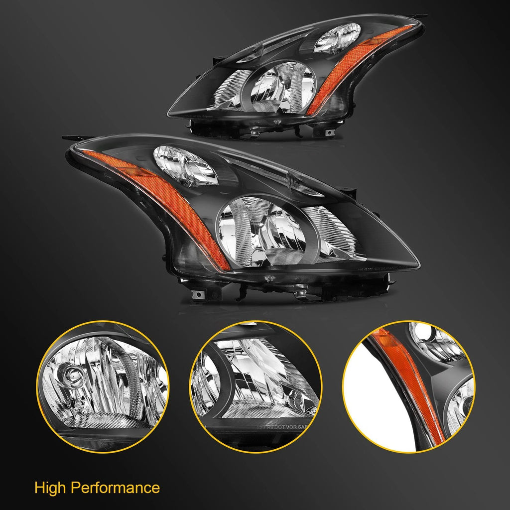 2X Headlight Assembly for Nissan Altima (2010–2012) Black Housing