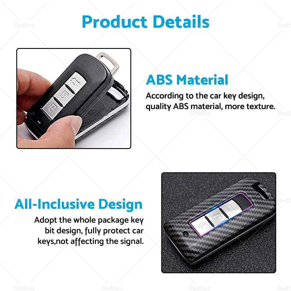 Carbon Fiber Key Fob Chain Case for Mitsubishi Outlander