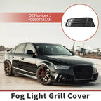 1pc Fog Light Grill for Audi A6 C7 S-Line (2015–2018) Black Silver Tone