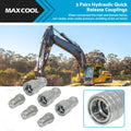 Set of 3 Hydraulic Quick Release Couplings 1/2 BSP ISO Poppet for Tractor