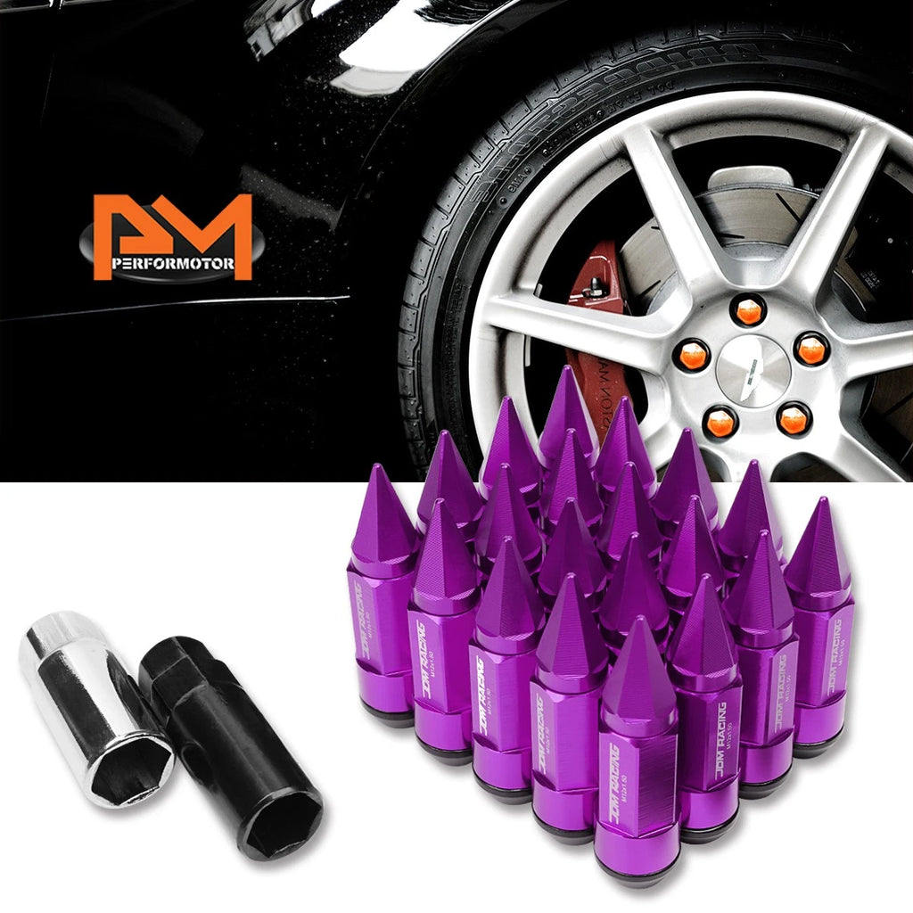 Set of 20 JDM M12X1.5 23mm OD 83mm Tall Purple Aluminum Wheel Lug Nuts