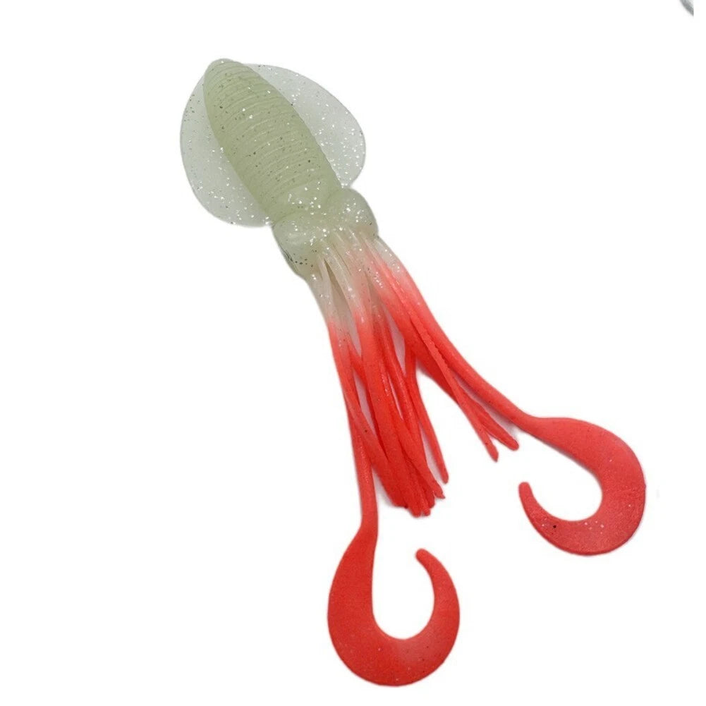 Fishing Soft Lure Twin Tail UV Glow for Saltwater Tuna Cod Sea Bass (12-18cm)