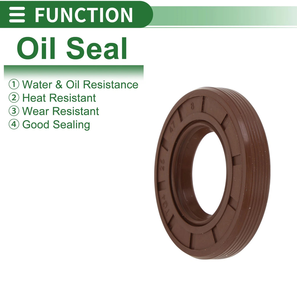 Set of 5 Oil Seal FKM Rubber 25x47x8mm for High Pressure Applications