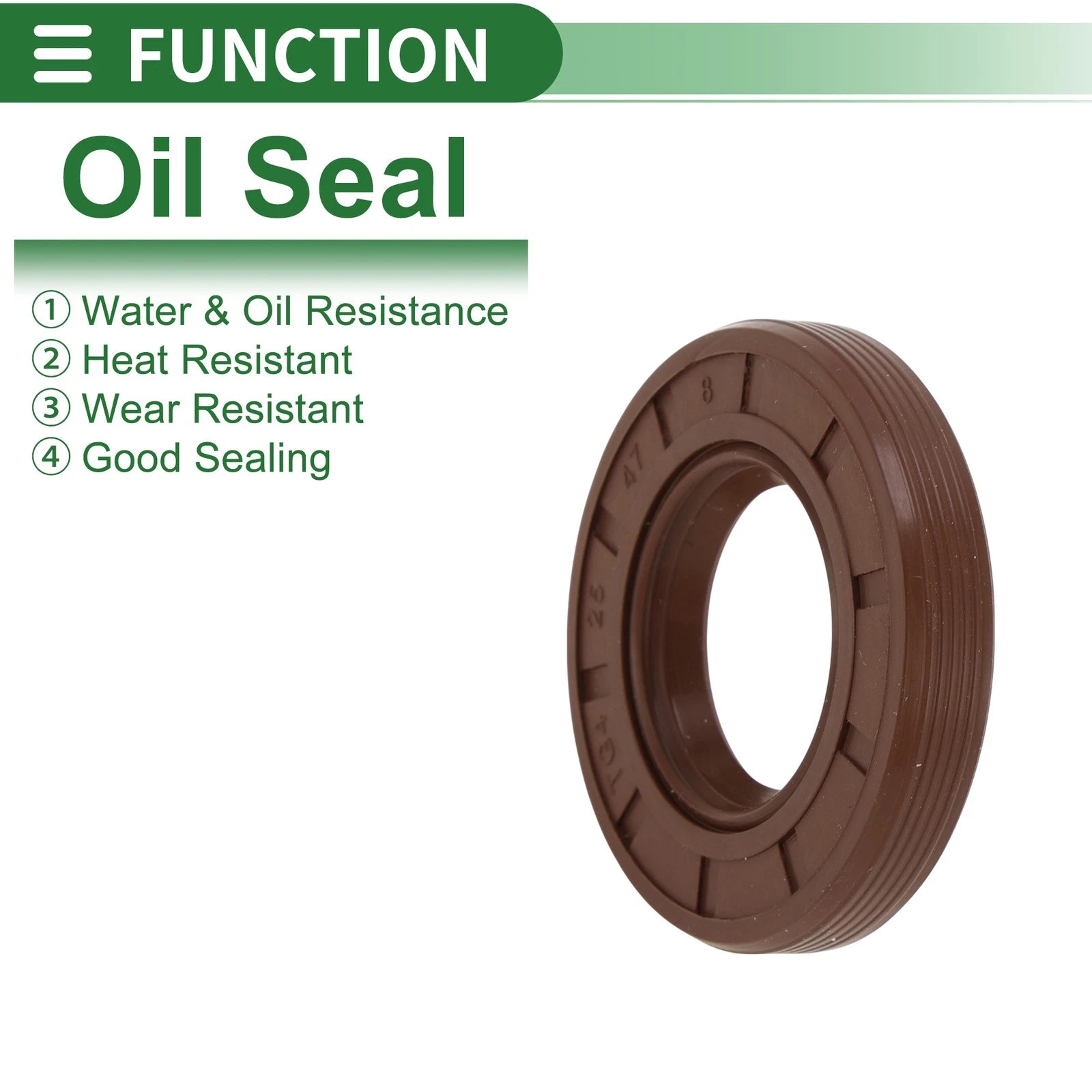 Set of 5 Oil Seal FKM Rubber 25x47x8mm for High Pressure Applications