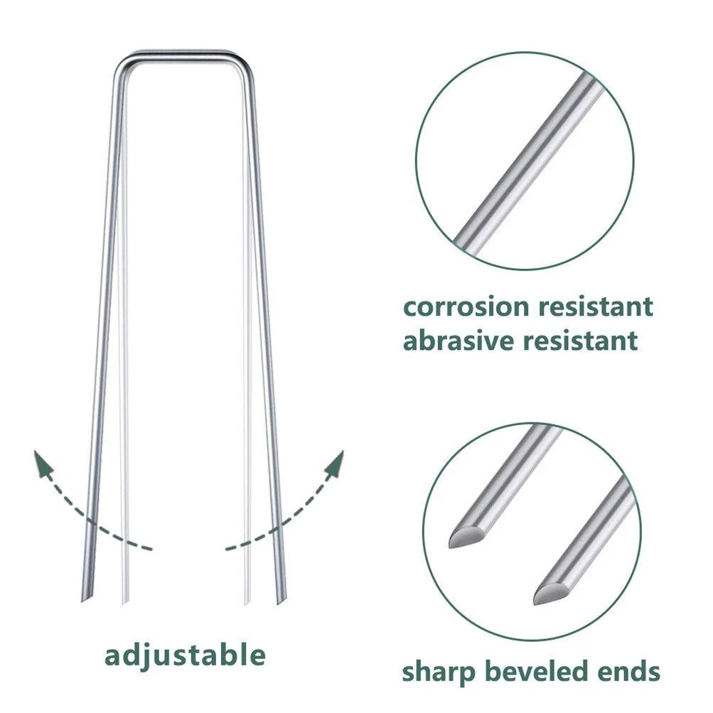 Set of 200 Galvanized 6" Landscape Staples for Garden Projects