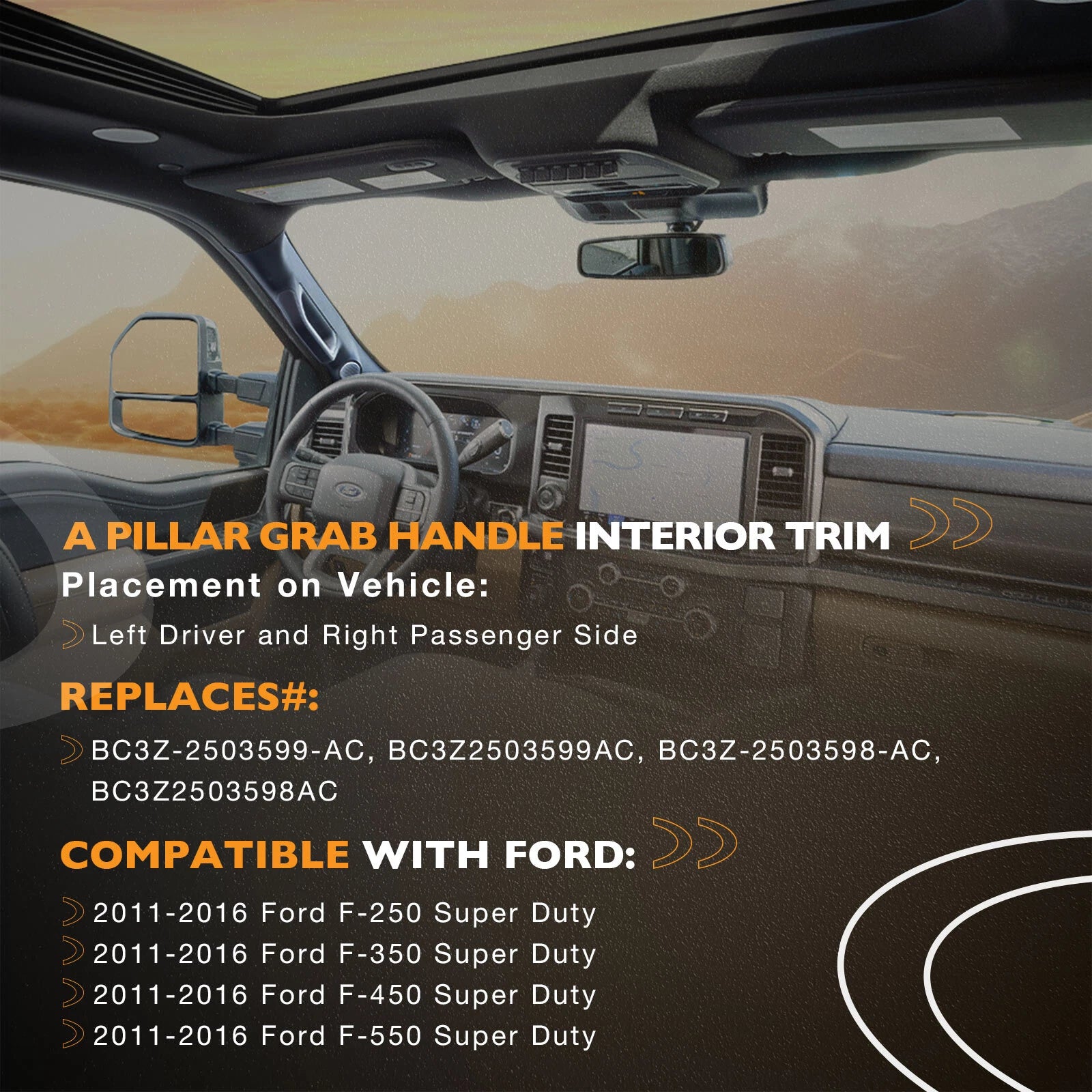 Pair A-Pillar Grab Handles for Ford F-250 (2011–2016)