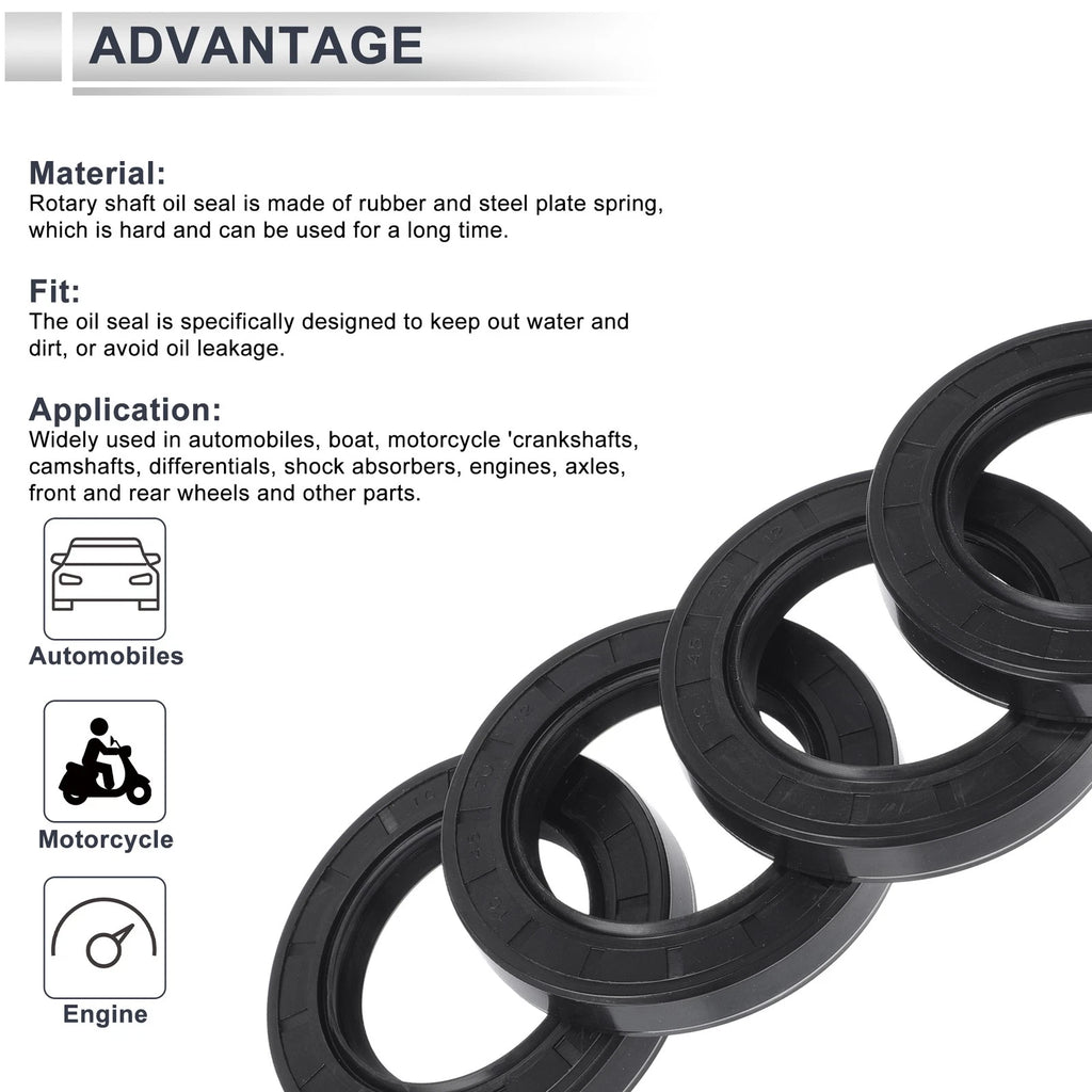 Set of 5 Oil Seal Rotary Shaft Seal NBR Rubber 45x70x12mm
