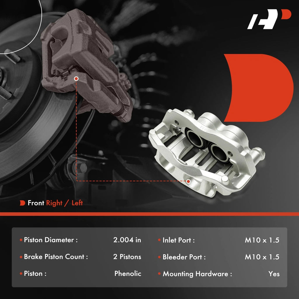 Pair Front Brake Calipers with Brackets for Mercedes-Benz Freightliner