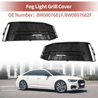 1 Pair Front Fog Light Grill for Audi A4 B9 S-Line S4 (2017–2023) No. 8W0807681F Black