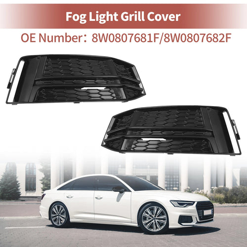 1 Pair Front Fog Light Grill for Audi A4 B9 S-Line S4 (2017–2023) No. 8W0807681F Black