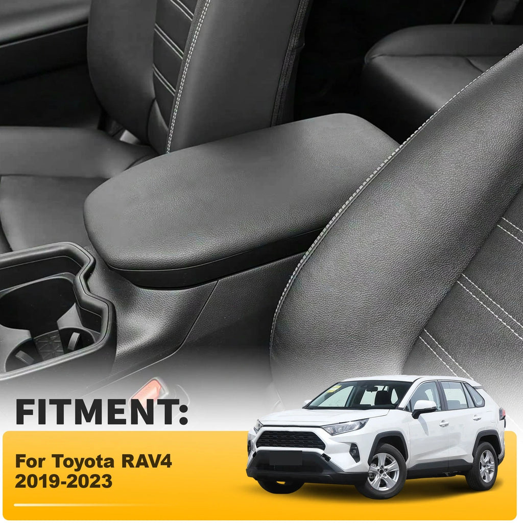 Center Console Lid Armrest Cover for Toyota RAV4 (2019–2023) Leather Trim Black