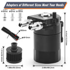 Oil Catch Can Kit for Universal Vehicles (300ML, Black, Baffled, Aluminum)