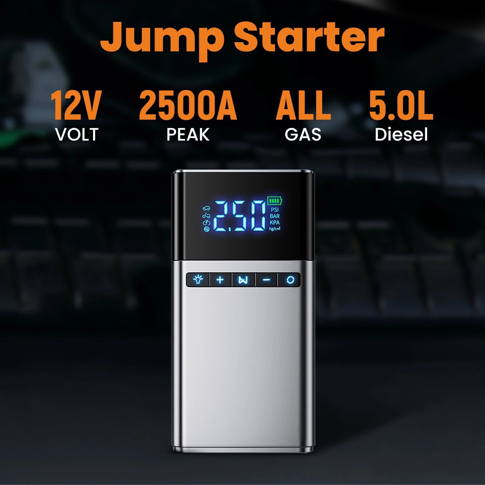 18000 mAh Jump Starter with 150PSI Compressor and LED Light