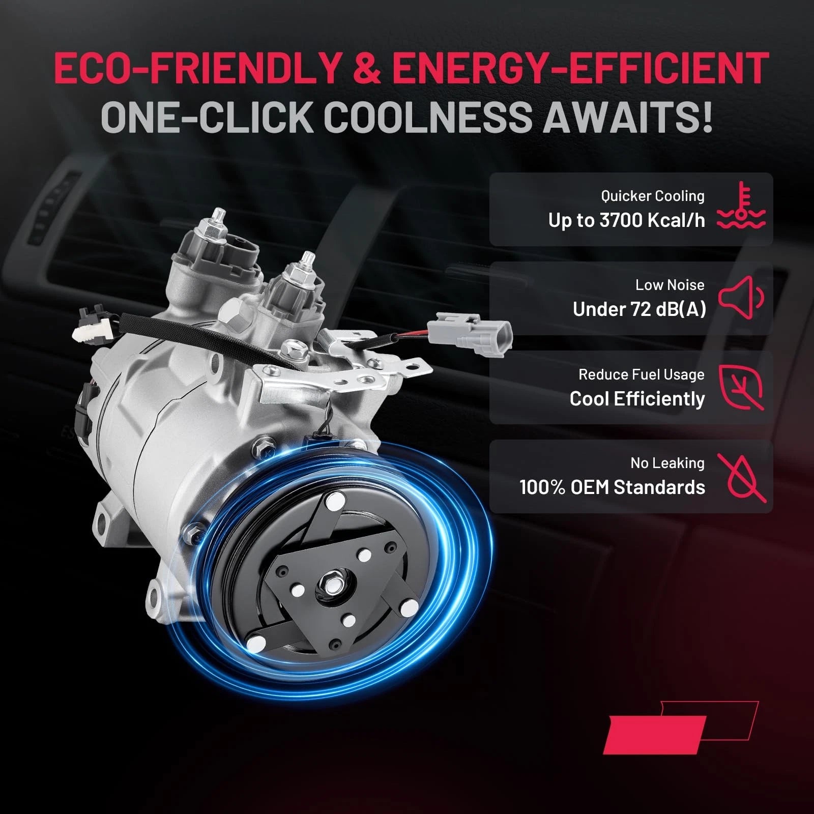 A/C Compressor w/ 4-Groove Pulley for Ford Focus 2.0L (2014–2018) EV6Z19703A