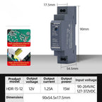 12V 15W Switching Power Supply HDR 15 12 with DIN Rail Mount
