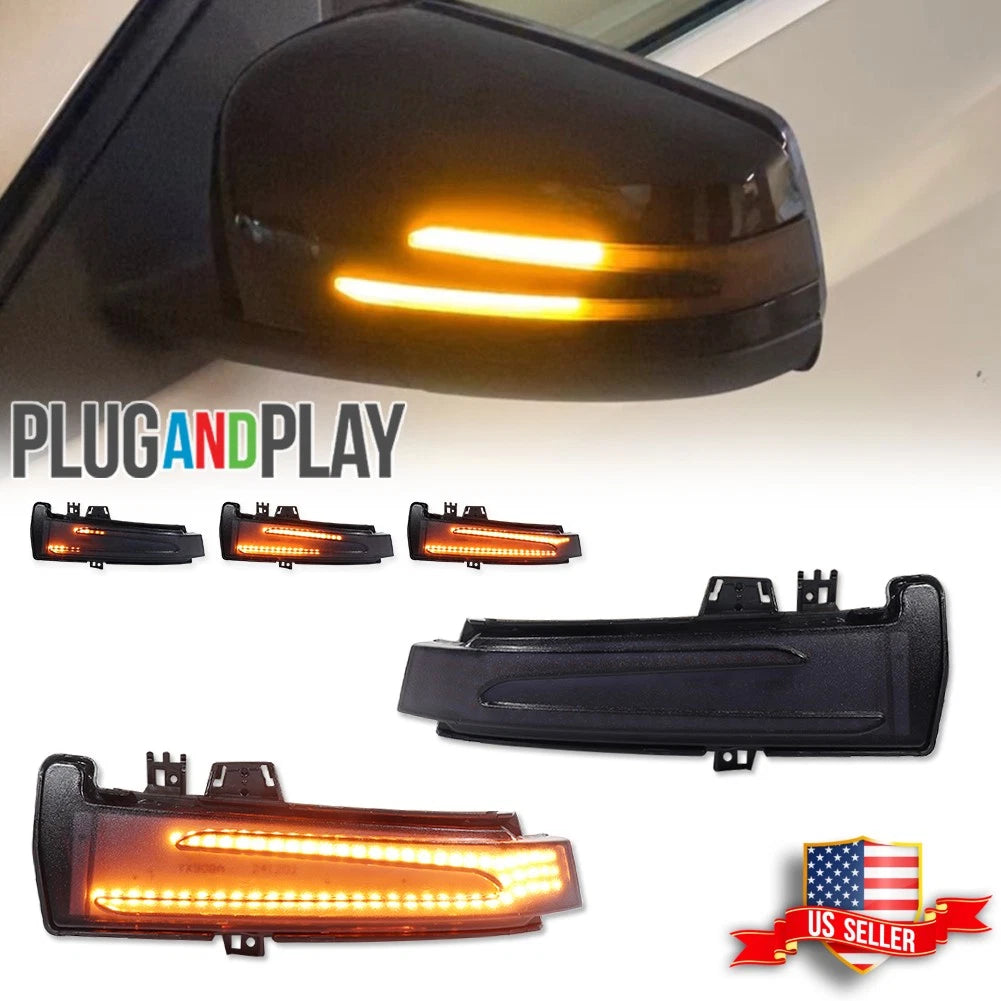 Sequential Amber LED Signal Side Mirror Lights for Benz C E S CLA CLS 