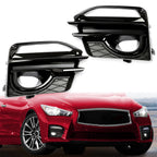 Set of 2 Front Bumper Fog Light Cover Bezel Trim for Infiniti Q50 (2014–2017) LH & RH