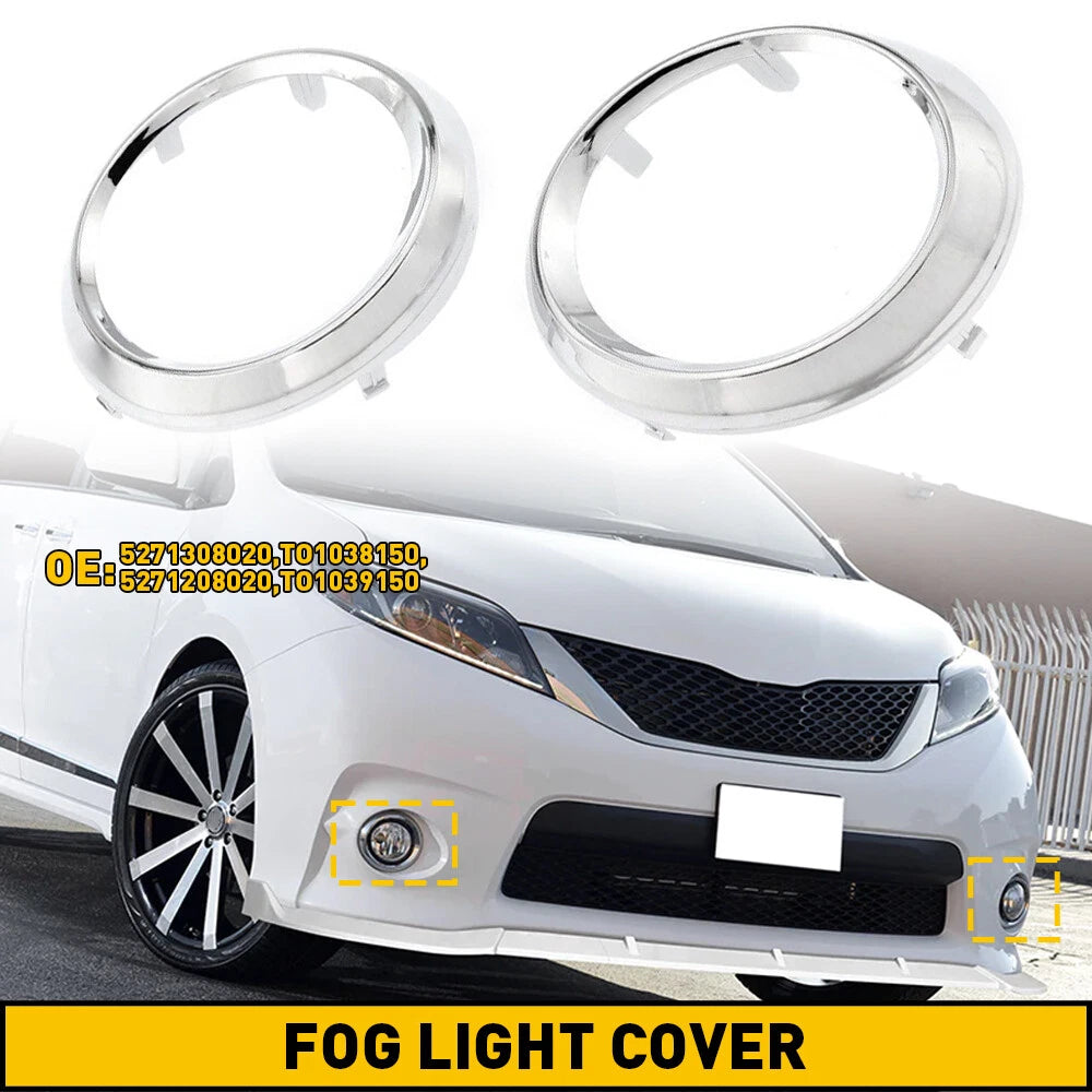 Pair Fog Light Covers for Toyota Sienna SE (2011–2017) Black Trim