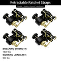 4x Ladder Rack Ratchet Straps w/ J-Hook 1.5"x7.5" for Universal Use