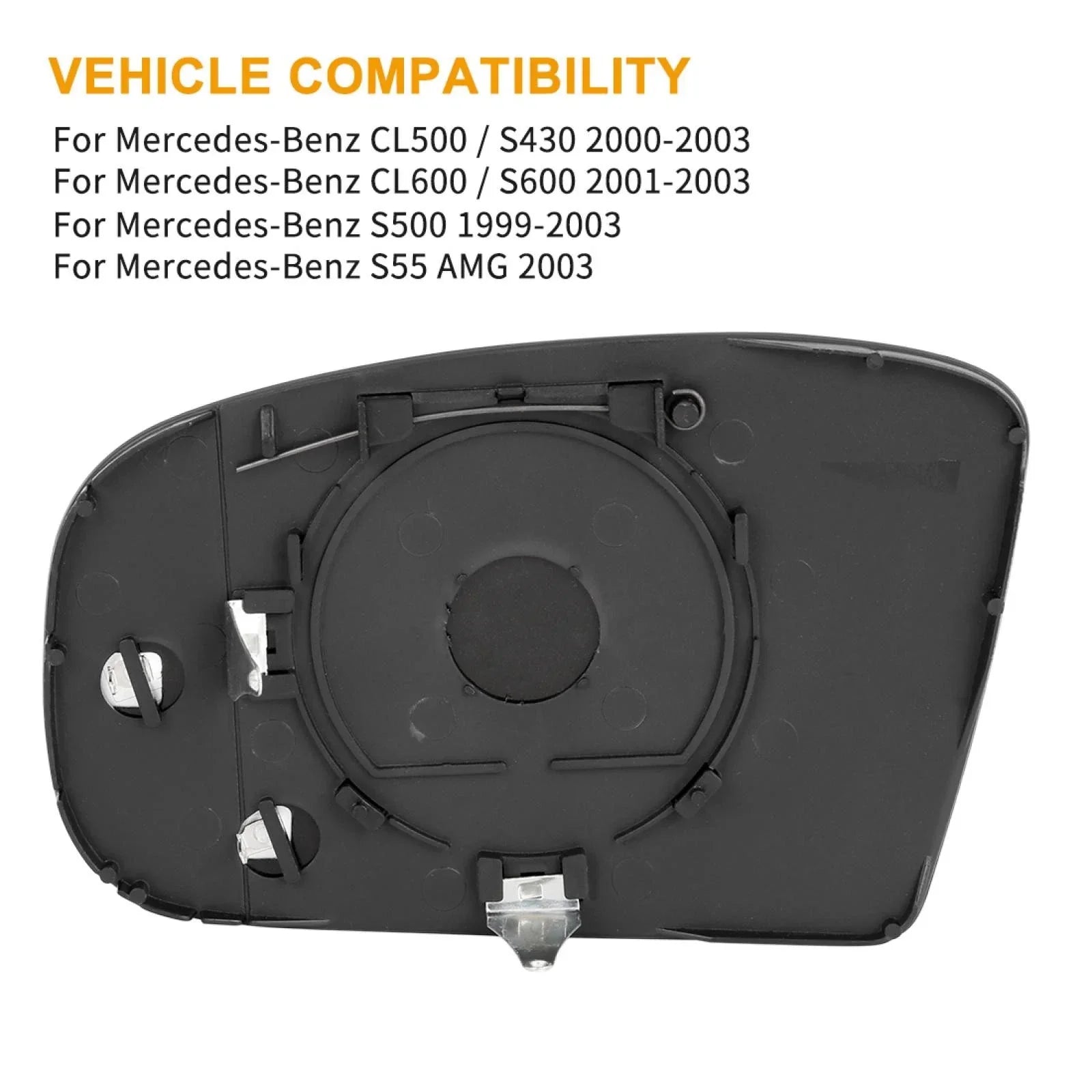 Heated Right Rearview Mirror Glass for Mercedes-Benz S430 (2000-2003)