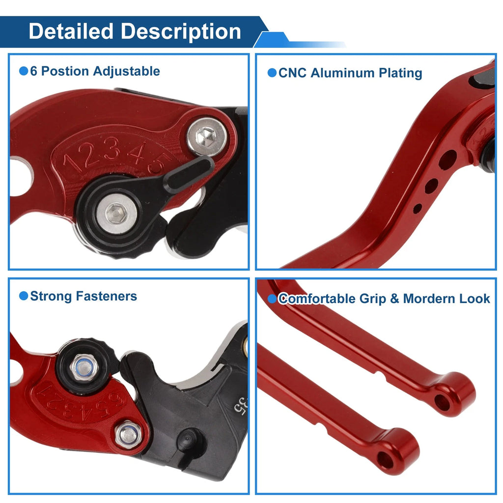 Adjustable Brake Clutch Levers for Suzuki GSXR1000 (2005–2006) Red 1 Pair