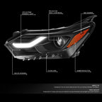 Projector Headlights for Chevy Equinox (2018–2021) - Black/Amber, LED DRL