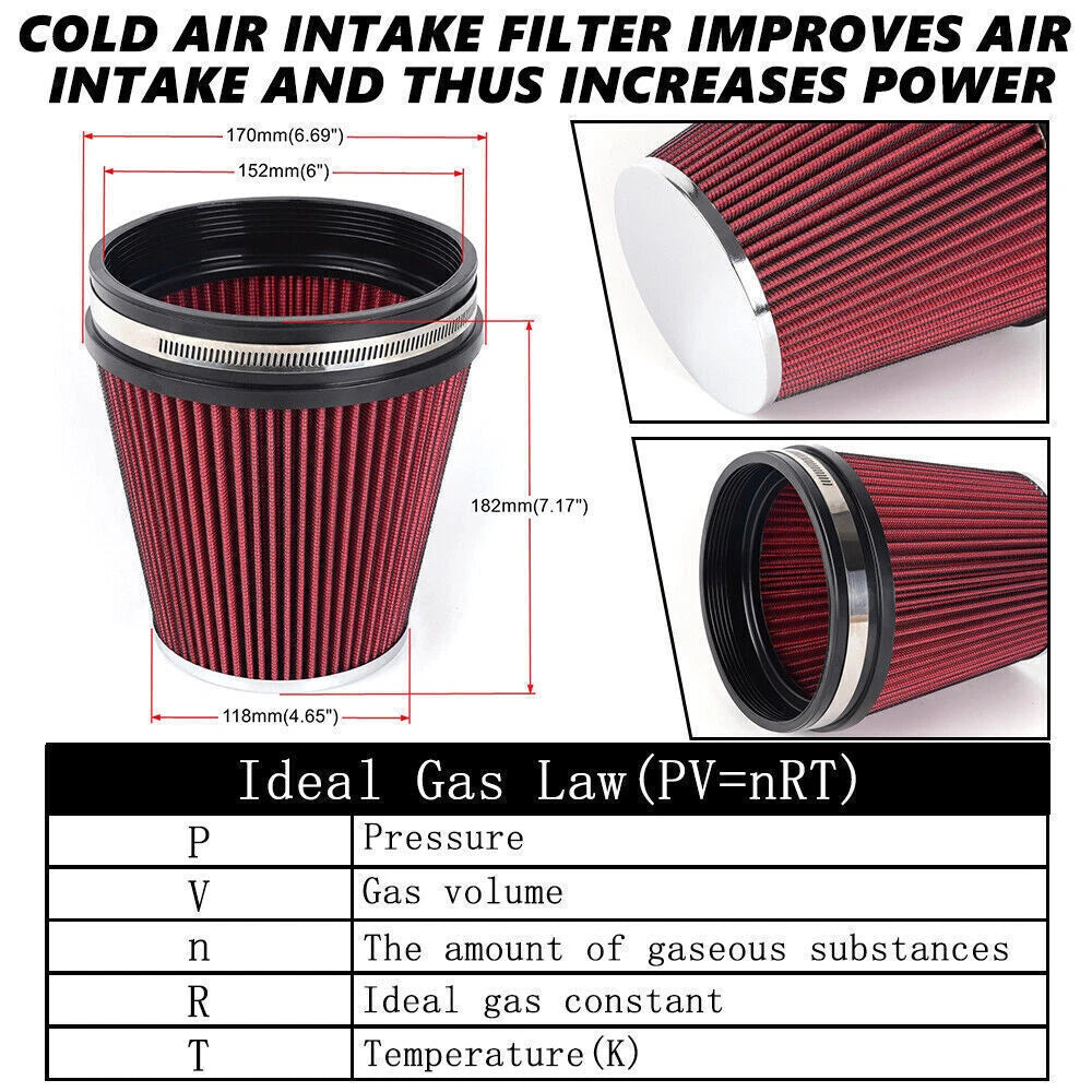 6" Air Intake Cone Filter for Car Truck (Universal)