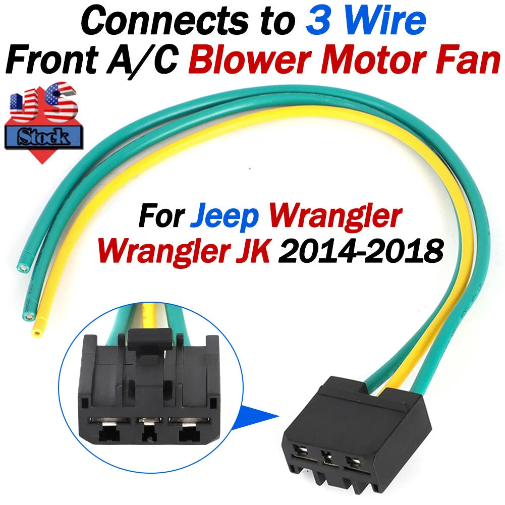 AC Blower Motor Connector Plug Wiring Harness Pigtail for Jeep Wrangler JK (2014–2018)