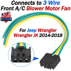 AC Blower Motor Connector Plug Wiring Harness Pigtail for Jeep Wrangler JK (2014–2018)