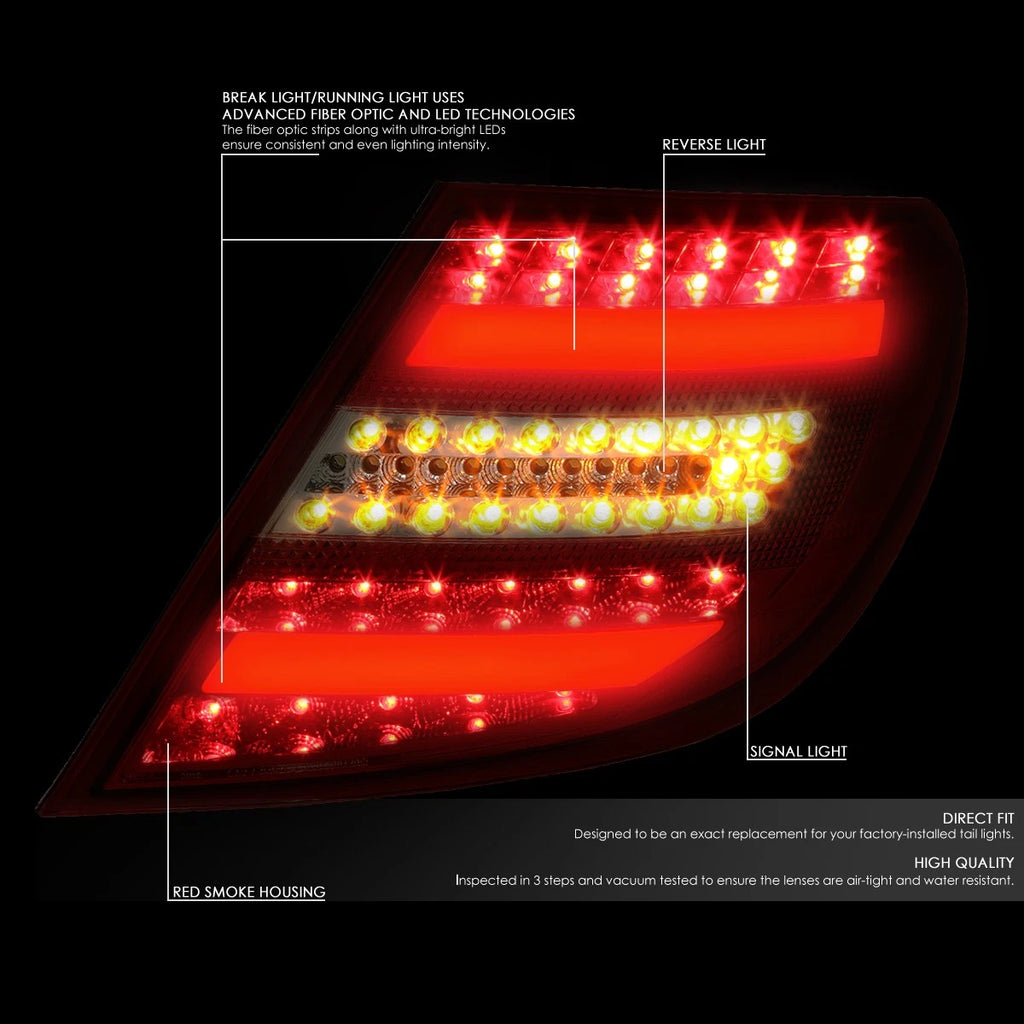 Full LED Tail Brake Light Stop Lamps for Mercedes W204 C250 C300 C350 (2008–2011)