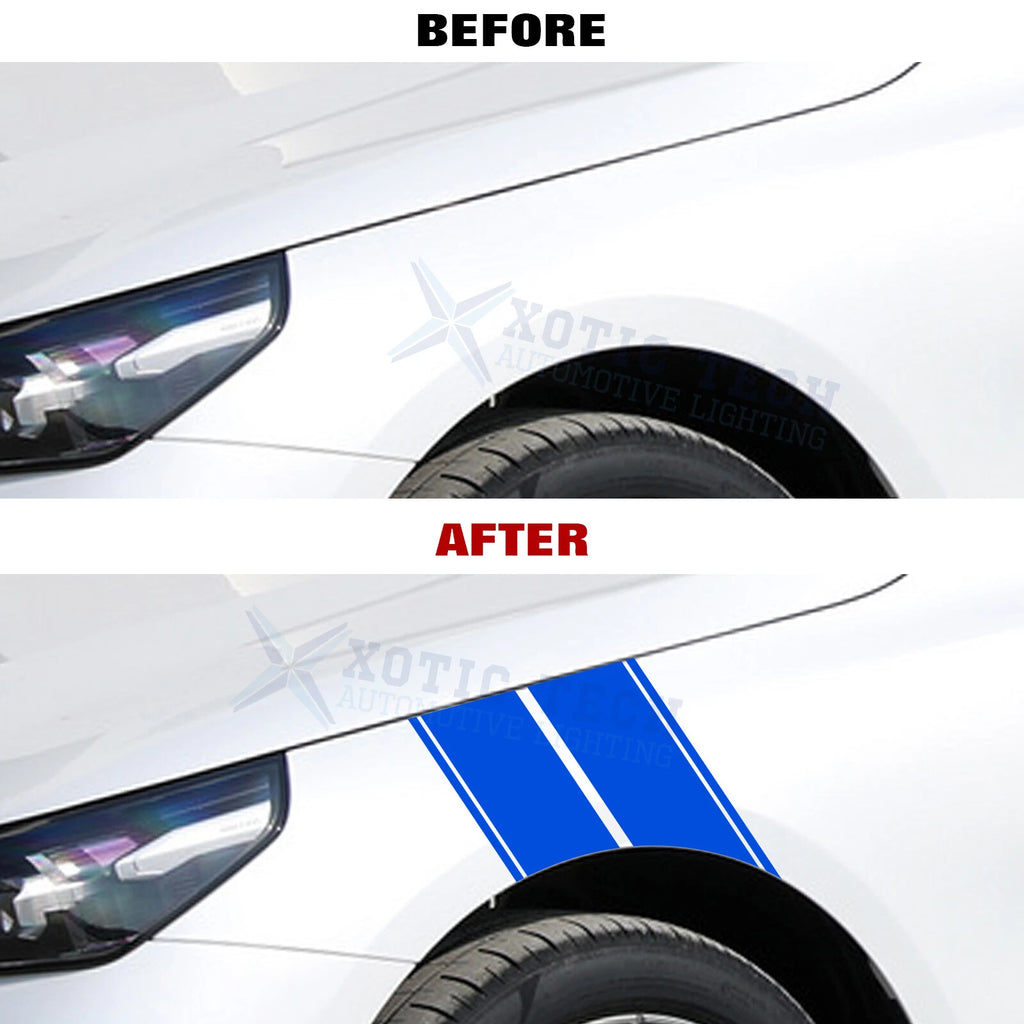 Universal Racing Stripe Fender Hash Mark Vinyl Decal Sticker Set for Car (-)