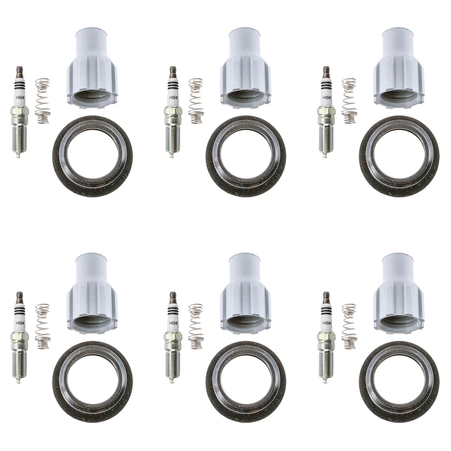 Set of 6 NGK Iridium IX Spark Plugs & Denso Coil Boots for Camaro V6 (2010–2015)