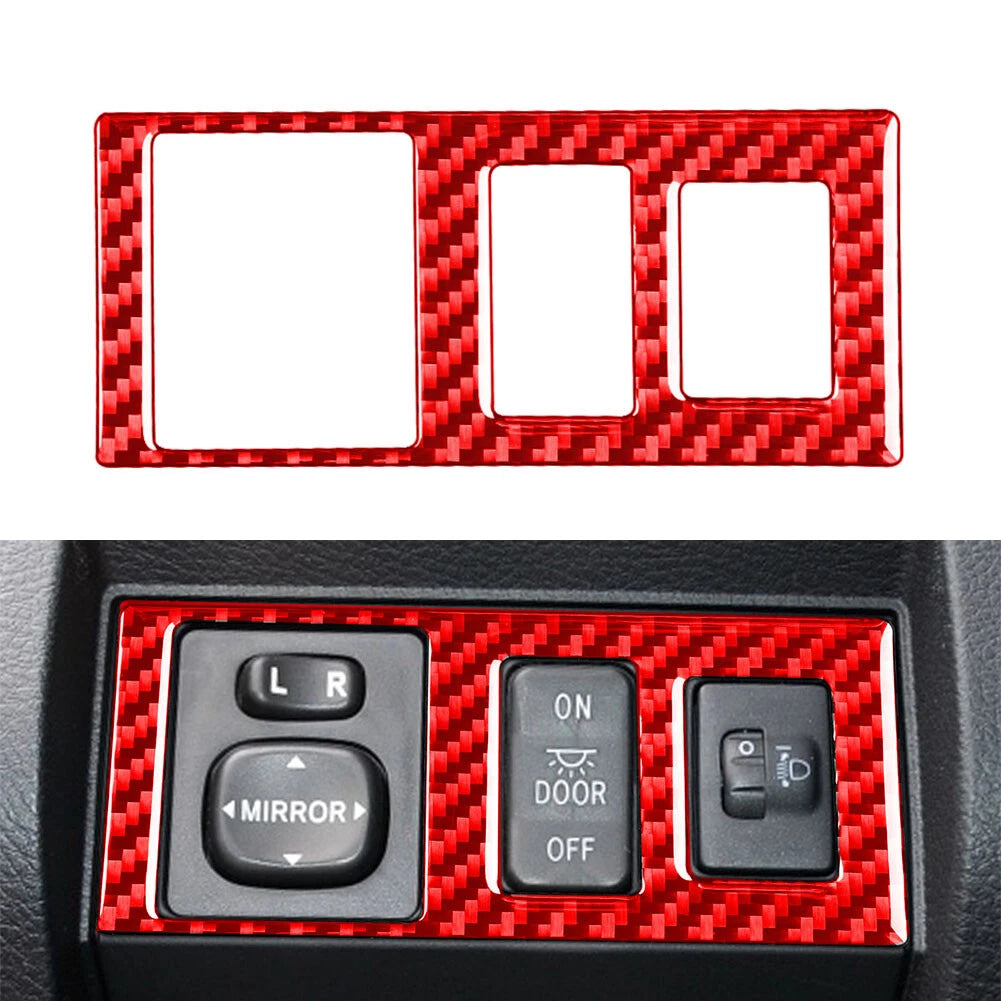 Carbon Fiber Red Headlight Control Button Cover for Toyota Tundra (2014–2021)