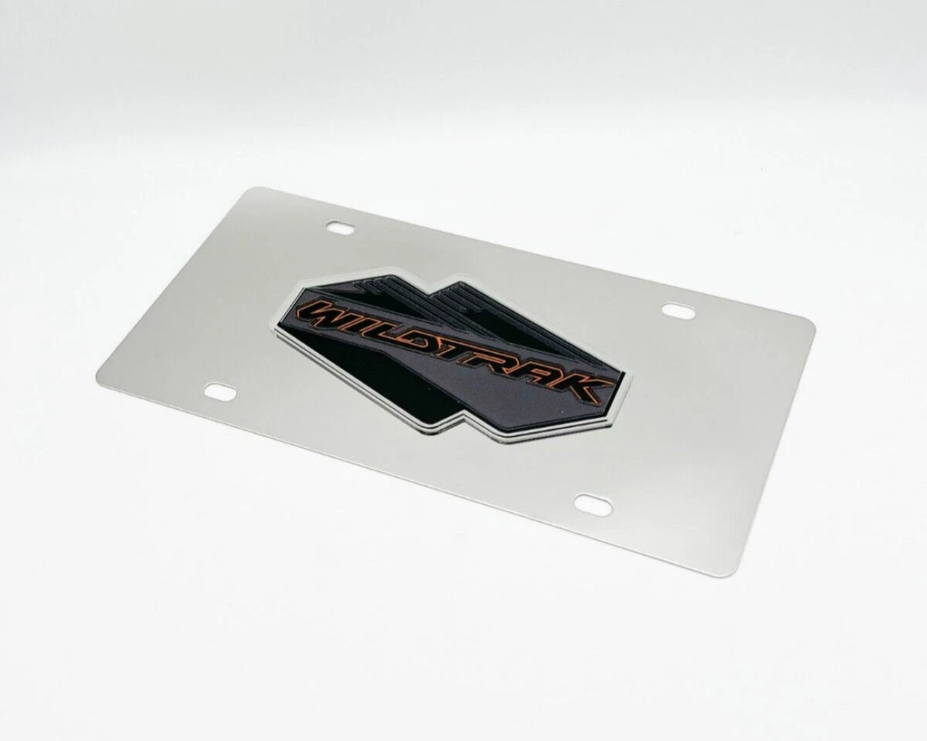 Chrome License Plate Frame with 3D Ford Bronco Wildtrak Logo for Ford Bronco (2021–2024)