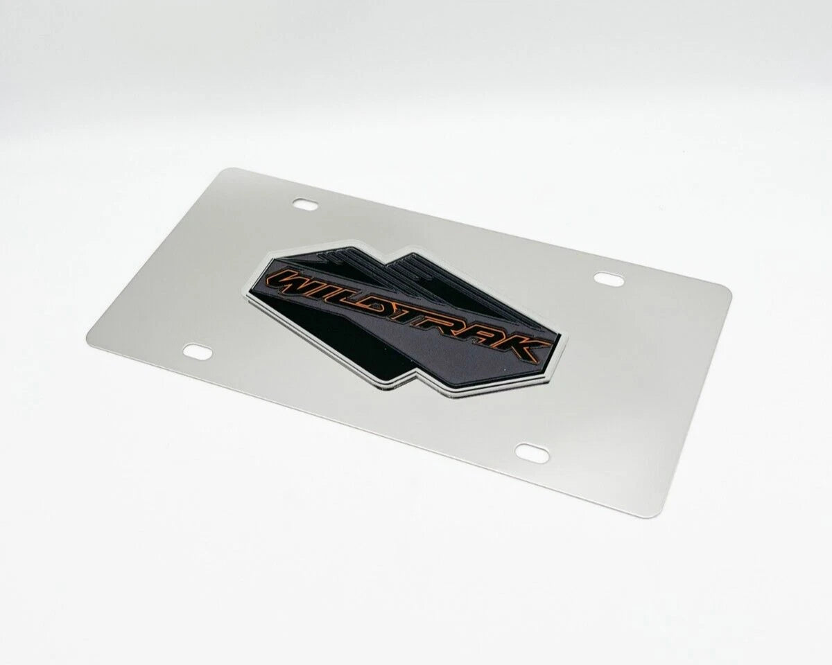Chrome License Plate Frame with 3D Ford Bronco Wildtrak Logo for Ford Bronco (2021–2024)