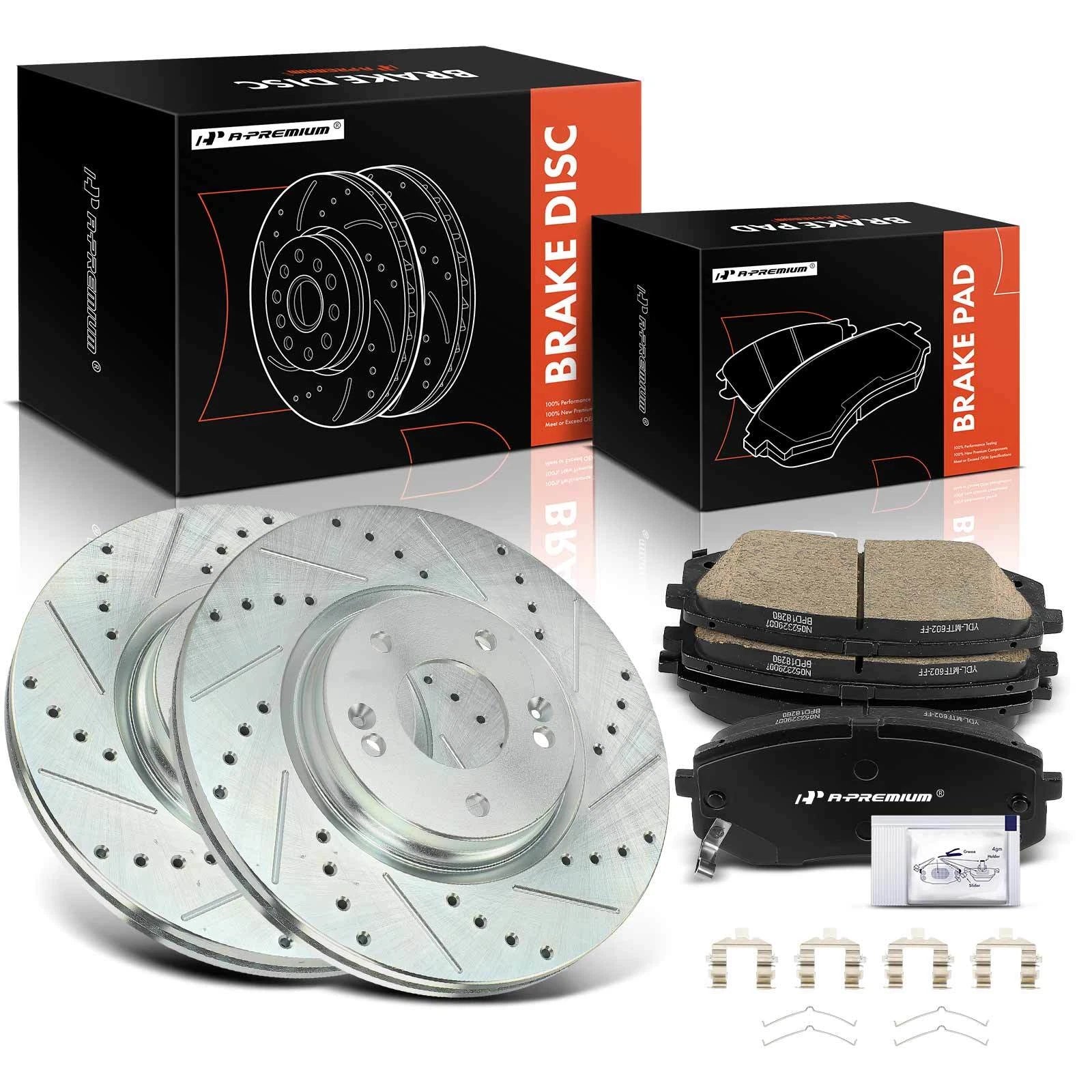 Front Drilled Brake Rotors & Ceramic Pads for Hyundai Sonata (2015–2019)
