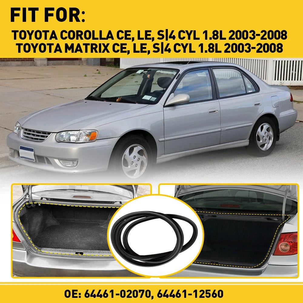 Rubber Trunk Lid Weatherstrip Seal for Toyota Corolla (2003–2008)