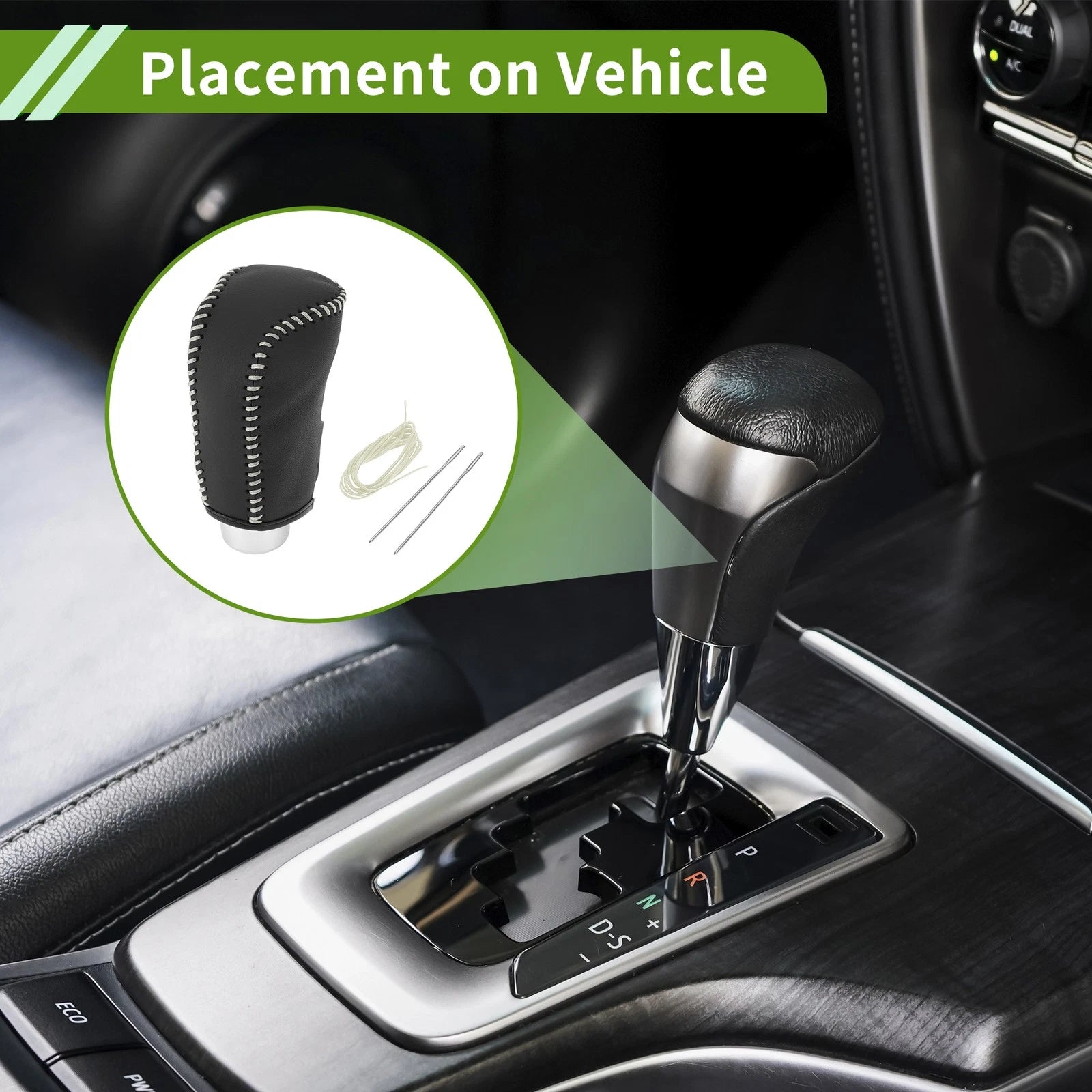 1 Pc Gear Shift Knob Cover for Mazda 3 (2014–2018) Black Beige Faux Leather