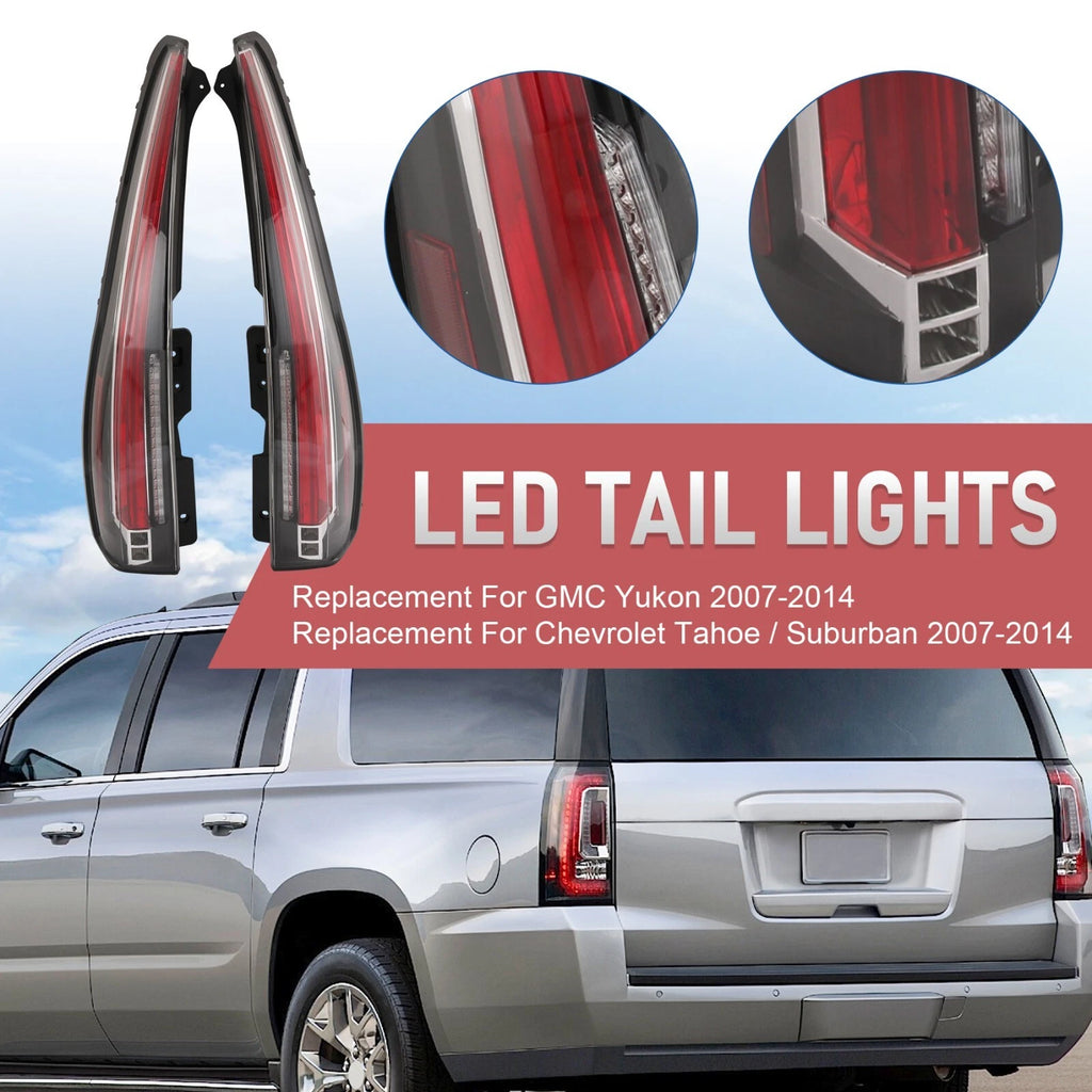 Set of 2 LED Rear Tail Lights for Chevrolet 1500 Suburban Tahoe GMC Yukon (2007–2014)