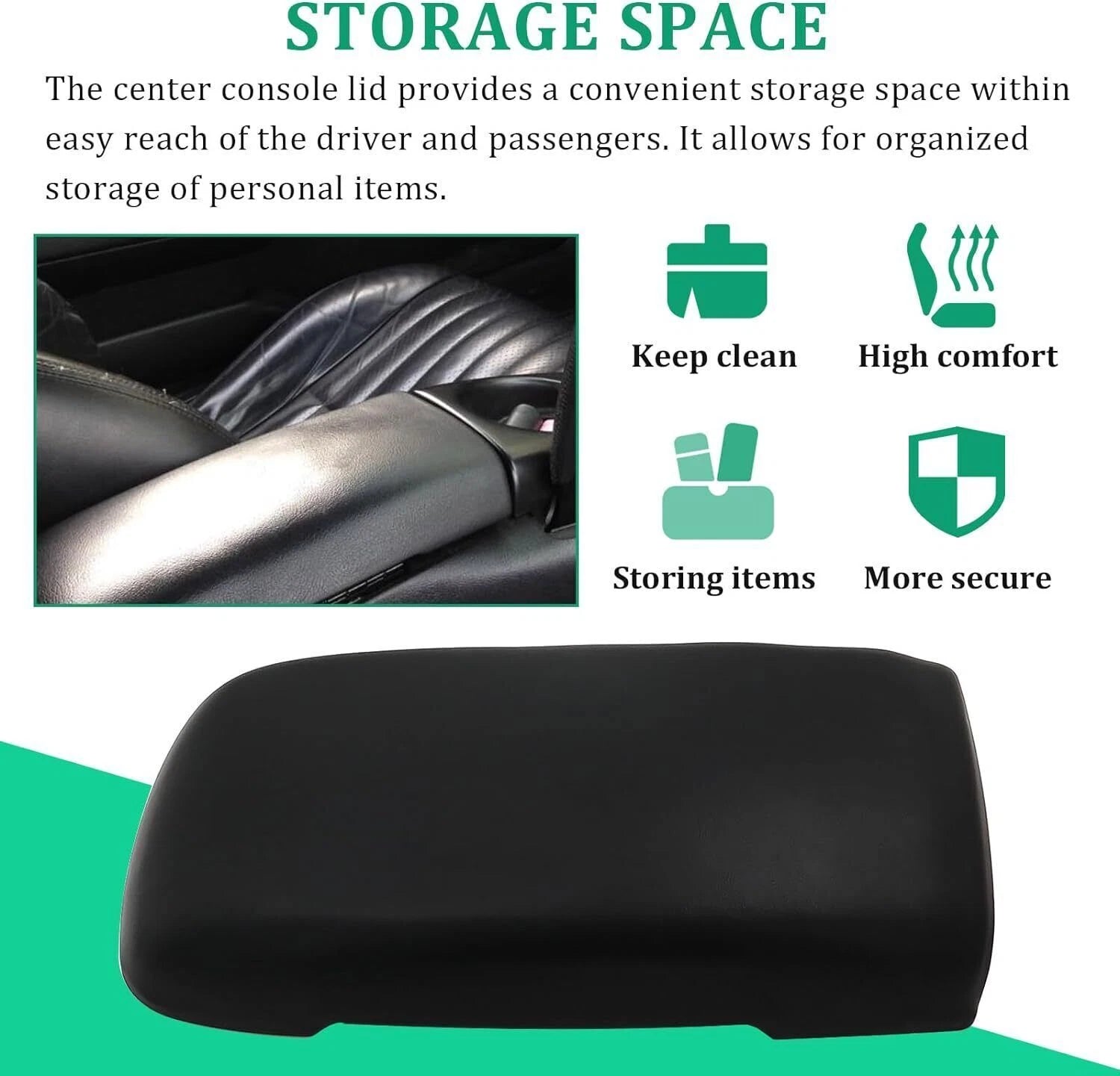 Console Door Lid Armrest 10421355 for Camaro/Firebird (1997–2002) Ebony Black