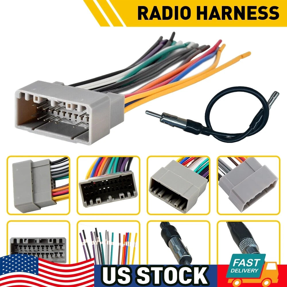 Aftermarket Car Radio Wiring Harness & Antenna Adapter for Dodge Chrysler