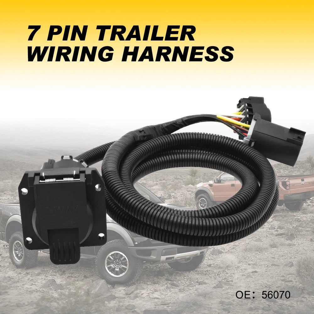 7 Pin Trailer Wiring Harness Extension for Truck Bed (7-Way RV)