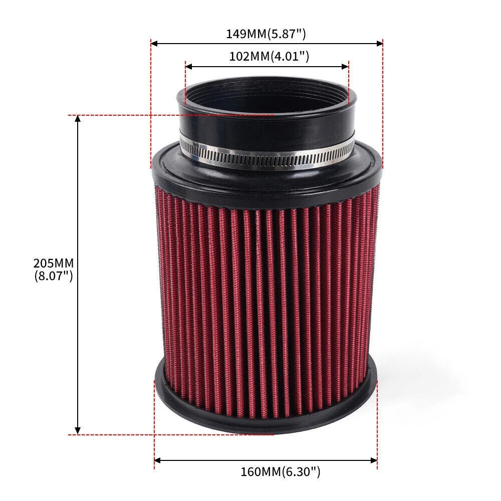 4" High Flow Inlet Round Dry Air Filter for