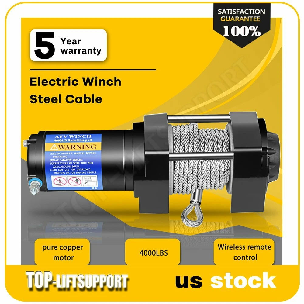 4000lbs Electric Winch for Truck Trailer Off-Road 4WD