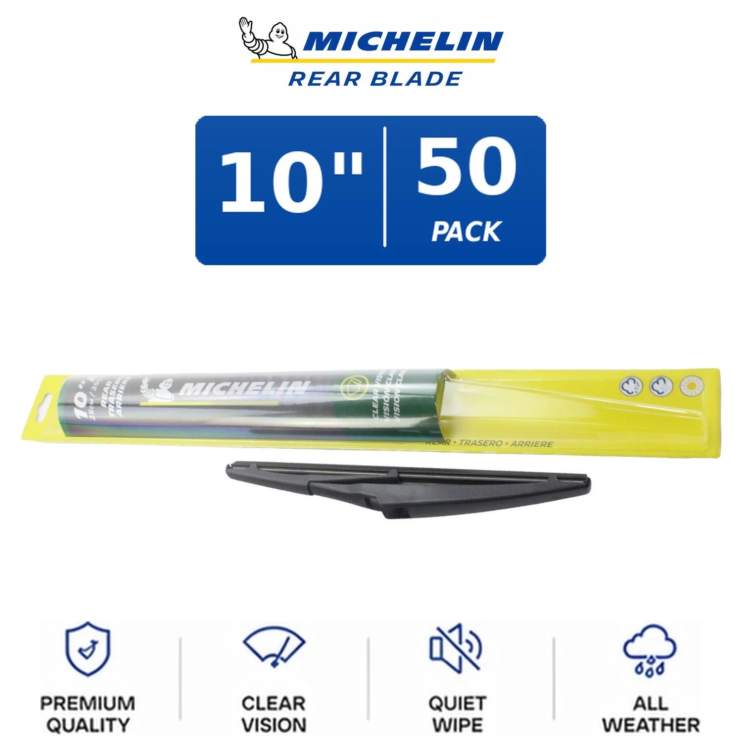 Set of 4 Michelin Rear Wiper Blades for Curved-Fit Vehicles (10")
