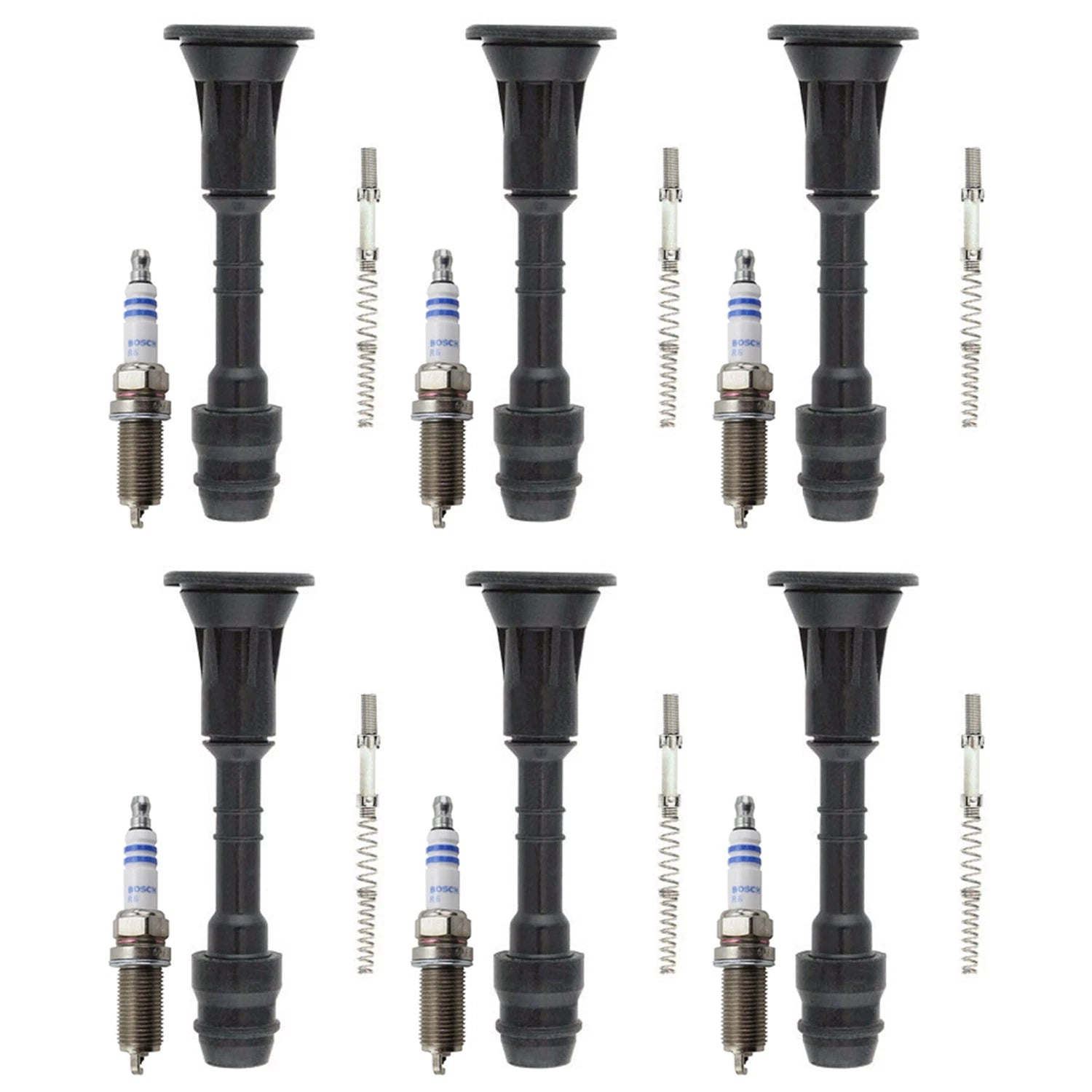 Set of 6 Double Iridium Spark Plugs & Ignition Coil Boot Kit for Sienna V6 (2004–2010)