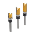3PCS 1/4" Shank Flush Trim Router Bit Set for Woodworking