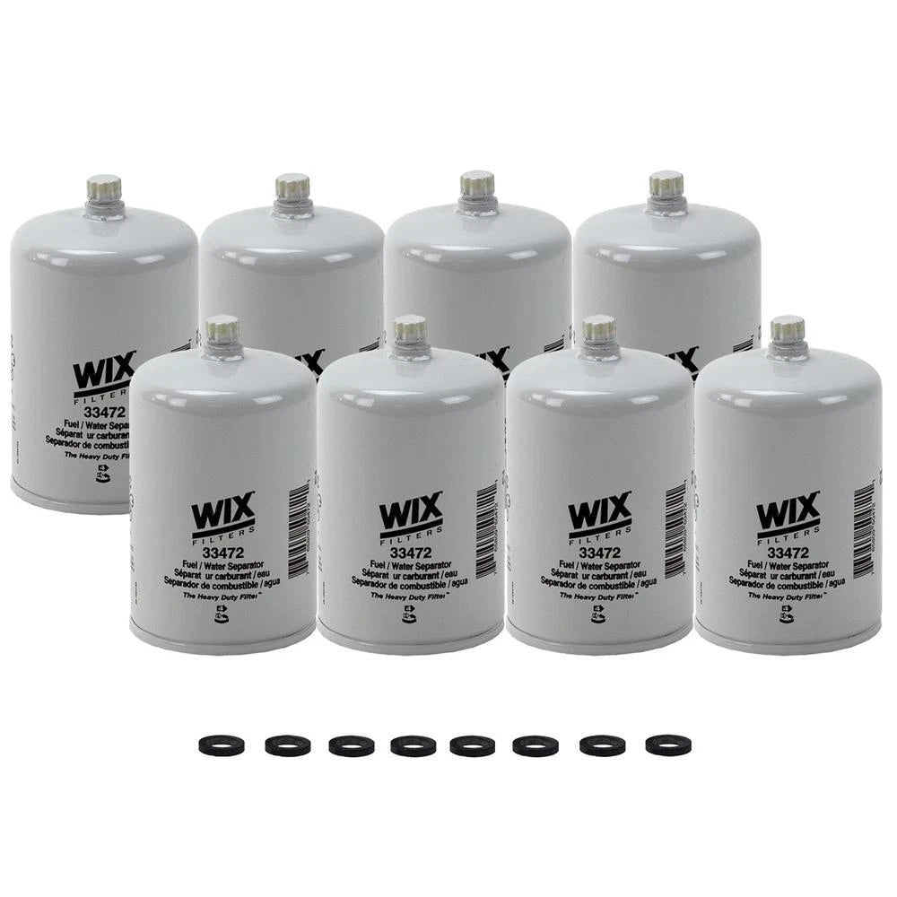 Set of 8 Wix 33472 Fuel Water Separator Filters for Heavy Duty Vehicles