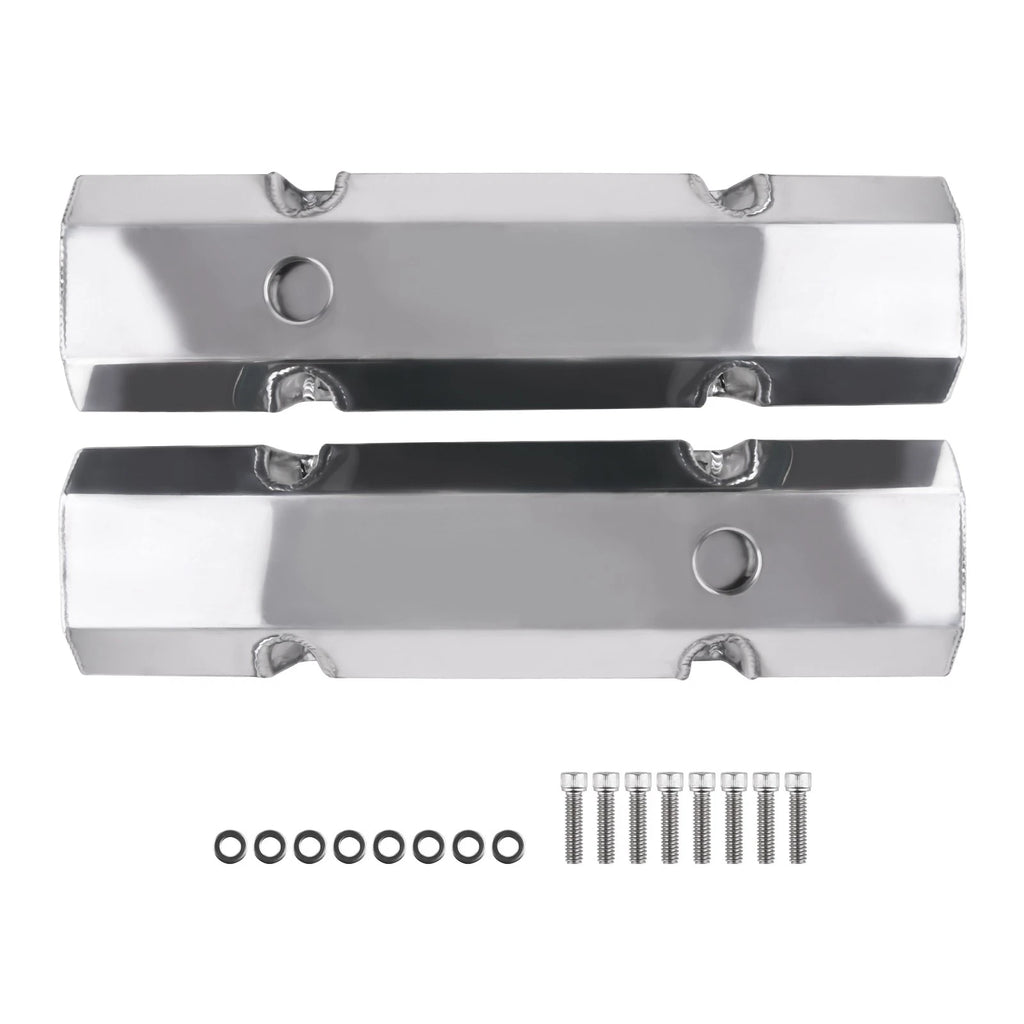 2X Fabricated Aluminum Tall Valve Covers for Small Block Chevy 305 327 V8 (1960–1985)