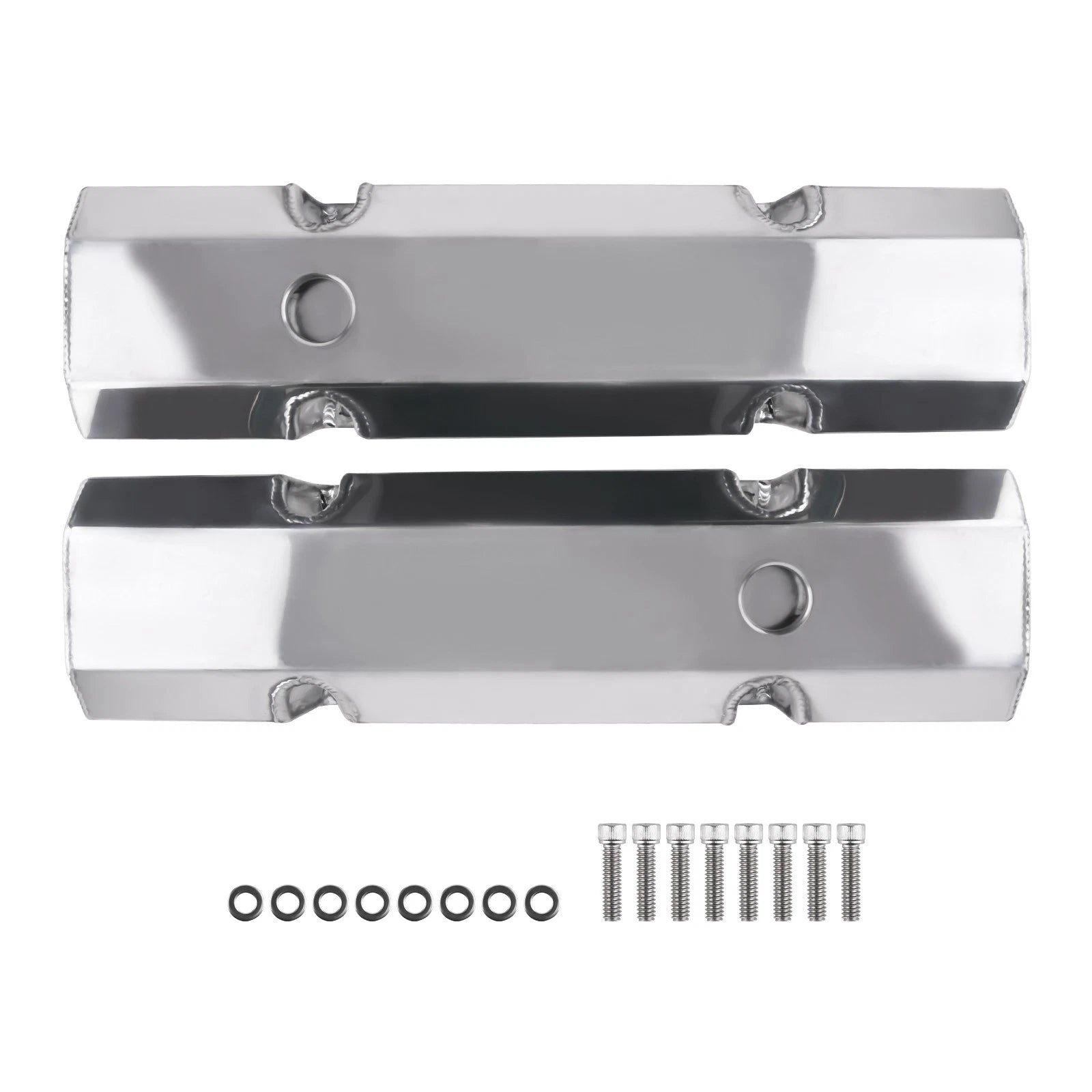 2X Fabricated Aluminum Tall Valve Covers for Small Block Chevy 305 327 V8 (1960–1985)